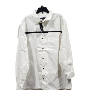 INC Mens White Button-Up Shirt With Black Large